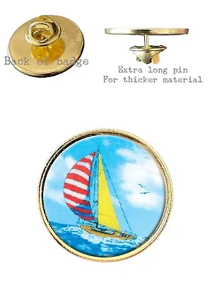Sailing Yachting (C) 26mm Metal Lapel Domed Pin Badge • $6.20