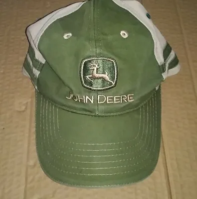 John Deere Patch K Products 2 Stripe Snapback Truckers Hat Cap Nice • $44.99