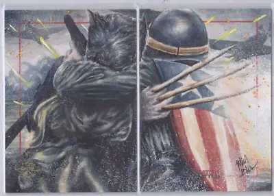 Glebe Wolverine Captain America Marvel Greatest Battles 2 Card Sketch Card • $1500