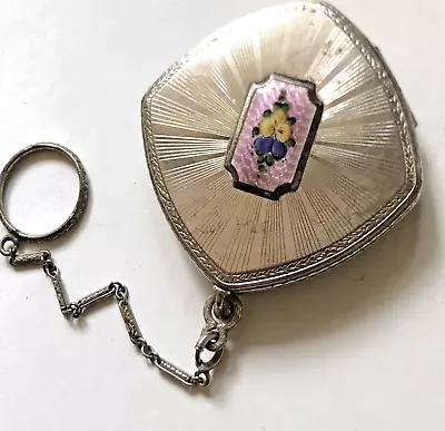 FMCO Vintage Vanity Compact & Finger Ring - Engine Turned Enamel Case -(Finberg) • $65