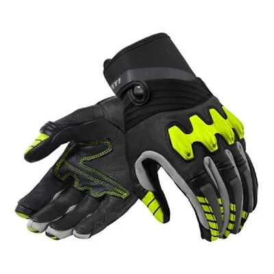 Leather Gloves Motorcycle Revit Energy Yellow • $114.82