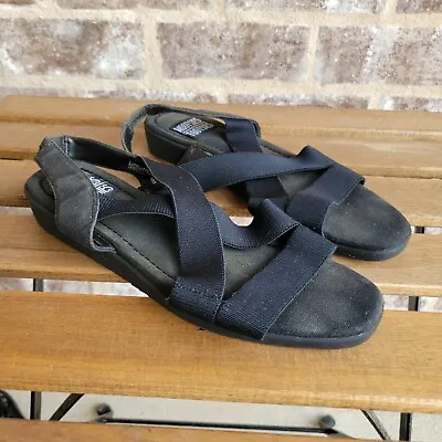 Mootsies Tootsies Sandals Womens Size 9 Black Shoes Stretchy Slingback 369657 • $4