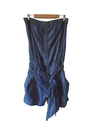 Miss Sixty Denim Romper Suit Retro Preppy Sz Small Festival Wear • $31.11