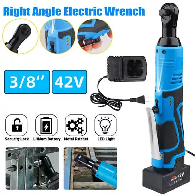 42V Electric Cordless Ratchet 3/8 Right Angle Wrench Impact Power Tool 2 Battery • $44.99