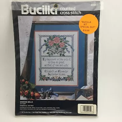 Bucilla Counted Cross Stitch Kit Wedding Bells Marriage Keepsake Vintage 1991 • $14.50