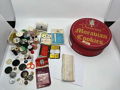Vintage Lot Of Sewing Supplies In Tin Box (See Pictures!) • $10.25
