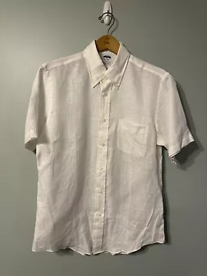 NWOT Brooks Brothers Short Sleeve Shirt Medium Regent Linen White • $25