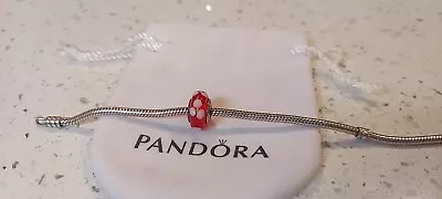 PANDORA~Retired Red White  Flowers For You  Murano Glass Bead Charm #790622~RARE • $15.95