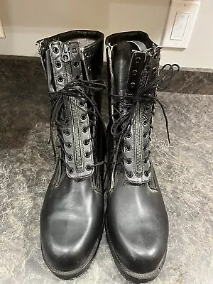 Vintage 1987 Addison Shoe Company Black Leather Boots Biltrite Men's 10 1/2 D • $99.99