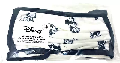 Disney Parks Minnie Mouse Cloth Face Mask Adult Large Sealed Facial Black White • $10.79