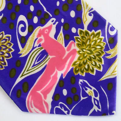 Vintage Golden Scissors Abstract Floral Animal Nature Neck Tie 56x4 Purple Pink • $18.56