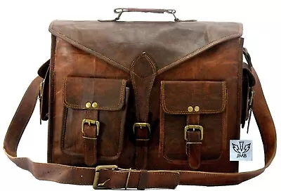 Bag Leather Vintage Messenger Genuine Shoulder Laptop Brown Satchel Men's • $70