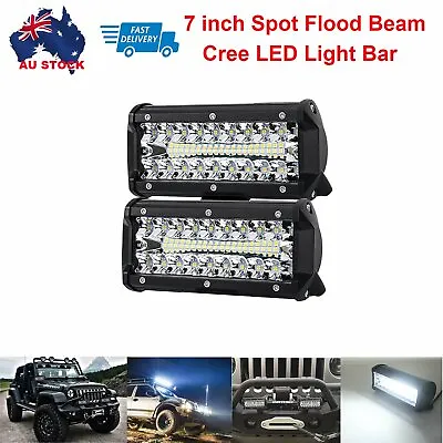 2x 7inch LED Work Driving Light Bar Cree Spot Flood Lamp Reverse SUV Offroad 4x4 • $27.99