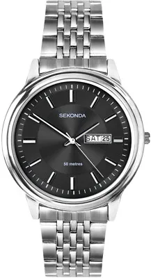 Sekonda Mens Watch With Black Dial And Silver Bracelet 1928 • £27.99