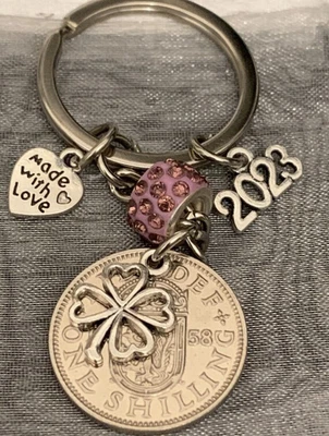 £9.99 • Buy 65th Birthday Polished 1958 Lucky Shilling & Four Leaf Clover Gift For Him Her