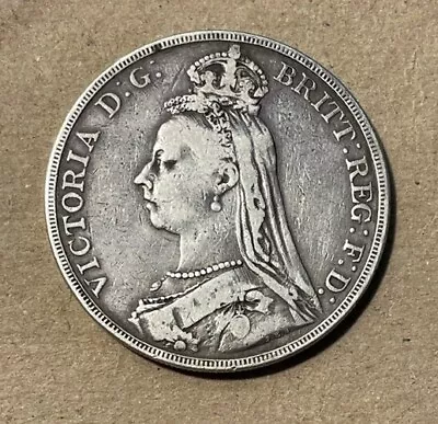 Great Britain - 1890 Large Silver Victorian Crown • $75