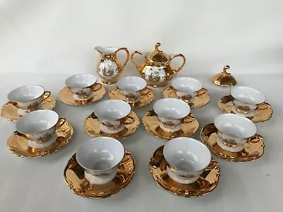 25 Pieces VTG Rieber Mitterteich Bavaria German Gold Romance Porclain Coffee Set • $249.99