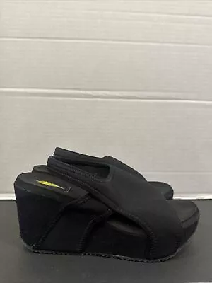 Volatile BLACK Black Fabric Wedge Sandals Size 9 • $49.99