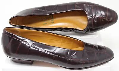 Vintage Harold's Animal Skin Leather Pumps 1  Heels Shoes Women's Narrow Sz 7 AA • $83.48