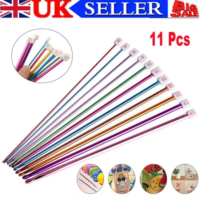 £8.39 • Buy 11 Pcs Set Long Tunisian Afghan Crochet Hooks Aluminum Knitting Needles 10.6  UK