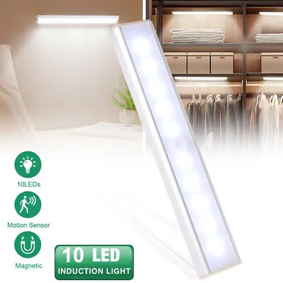 $13.38 • Buy 10 LED Motion Sensor Under Cabinet Closet Light USB Rechargeable Night Lamp