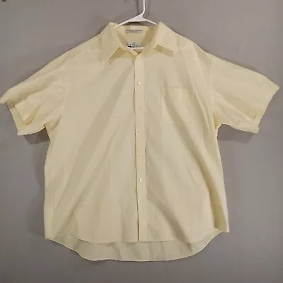 Yellow Dress Shirt Mens 19 Big Short Sleeve Poplin Enro • $9