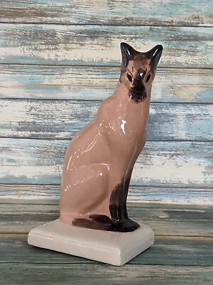 Vtg Tall Stylized Siamese Cat Statue Ceramic Mid-Century Pottery  • $22