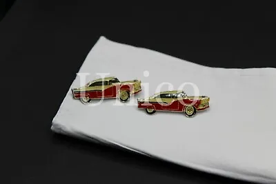 Custom Made New Cufflinks Handmade Car Old Vintage Ford Red Couple Classic 1956 • $18.99