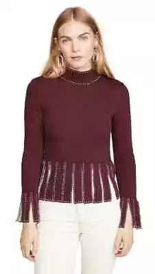$80 • Buy NWT*STAUD*MIKA Joplin Fringe Top~SIZE:Medium~in Maroon