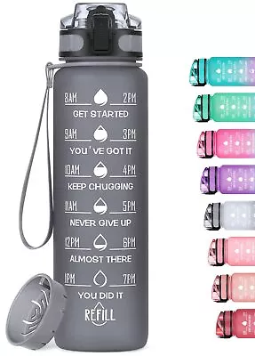32Oz Motivational Water Bottle With Time Marker & Fruit Strainer Leak-Proof BPA • $12.44