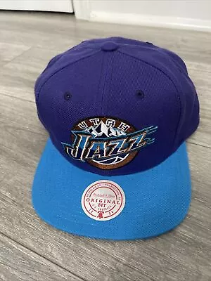 Utah Jazz Mitchell & Ness SnapBack Adjustable Hat Purple And Blue  Color • $21.99