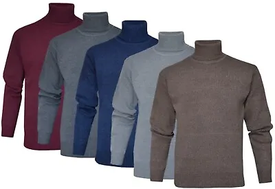 Roll Neck Pullover Top Plain Turtle Funnel Neck Classic Knitted Jumper Sweater • £14.95