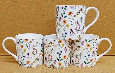 Meadow Flowers Mugs Set 4 Bone China Large Balmoral 14oz 400 Ml Floral Cups UK • £28