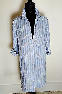 J Jill Love Linen Dress Sz Small SP Shirt Style Pockets Lightweight Beach Travel • $24