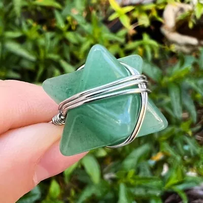 £11 • Buy Natural Aventurine Merkaba Crystal Pendant Necklace Gemstone Reiki Gift Shop UK