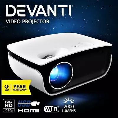 $149.95 • Buy Devanti Video Projector Wifi USB HDMI Portable 2000 Lumens HD 1080P Home
