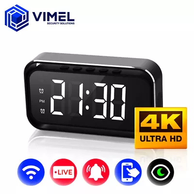 WIFI Clock Camera Home 4K UHD Video LIVE Streaming IR Night Vision • $160.26