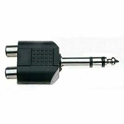 2 X RCA To 1/4 Jack Adapter Twin Phono To 6.35mm STEREO 6.3mm Converter Plug • £2.29