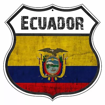 Ecuador  Country Flag Shield Novelty Highway Road Street Notice Aluminum Sign • $14.99