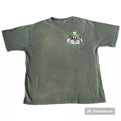 Vtg 90s Warner Bros Marvin The Martian Looney Tunes Green Graphic Tshirt Men Xl • $19