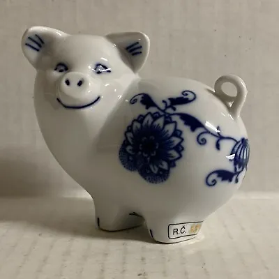 £29.34 • Buy Pig Figurine Porcelain FLAW Blue Flowers