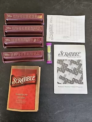 2001 Scrabble Deluxe Edition Tile Trays - Set Of 4 Maroon Timer Instructions Pad • $9