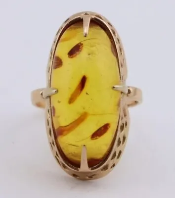 Antique Russian Baltic Amber 14K Rose Gold Ring. Similar Sell For $900-1800 • $399