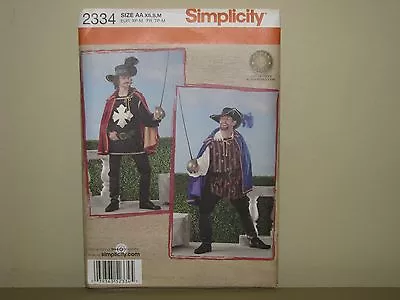 Simplicity Costume Pattern 2334 Sz XS S M Musketeer Cape Puffy Shirt Hat Boots • $7.10