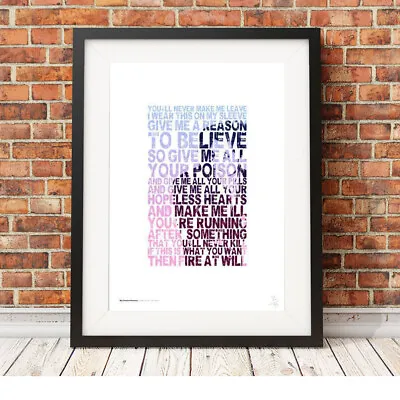 MY CHEMICAL ROMANCE  ❤ Thank You For The Venom - Lyrics Poster Art Print • £9.99