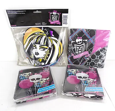 NEW Lot Of Monster High Party Decorations - Foil Balloons Napkins Swirl Decor • $31.49