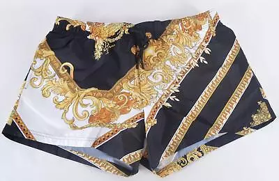 NEW Versace Men's Black Gold Baroque Short Swim Shorts Trunks Size 7 (XL) • $189