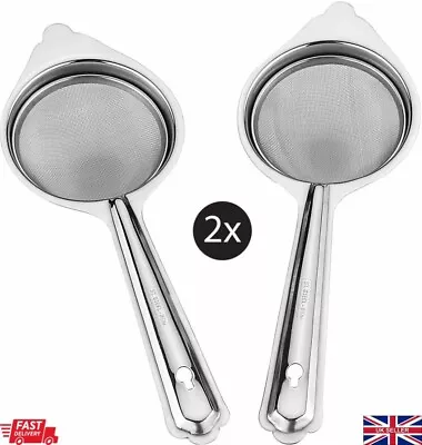 2pc Strainer Quality Stainless Steel Mesh Colander Food Tea Small Filter Sieve • £3.65