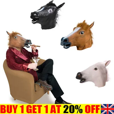 £10.69 • Buy Rubber Horse Head Mask Panto Fancy Party Cosplay Halloween Adult Costume Sa Uk