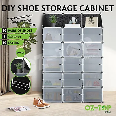 $75.49 • Buy DIY Door Cube Shoe Cabinet Rack Storage Portable Stackable Organiser Stand